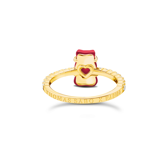 THOMAS SABO Ring with red mini sized goldbears and zirconia