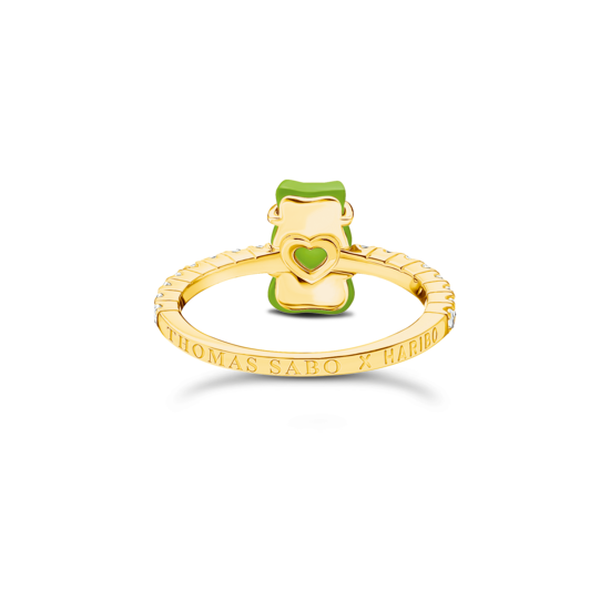 THOMAS SABO Ring with green mini sized goldbears and zirconia