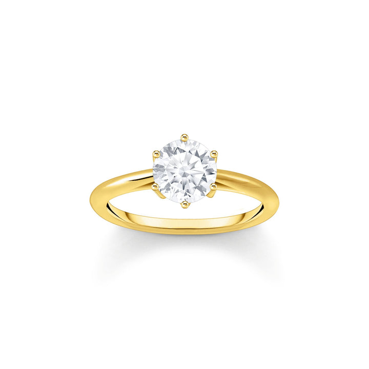 THOMAS SABO Ring with white zirconia in brilliant cut gold