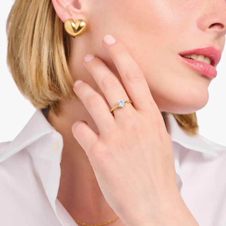 THOMAS SABO Ring with white zirconia in brilliant cut gold