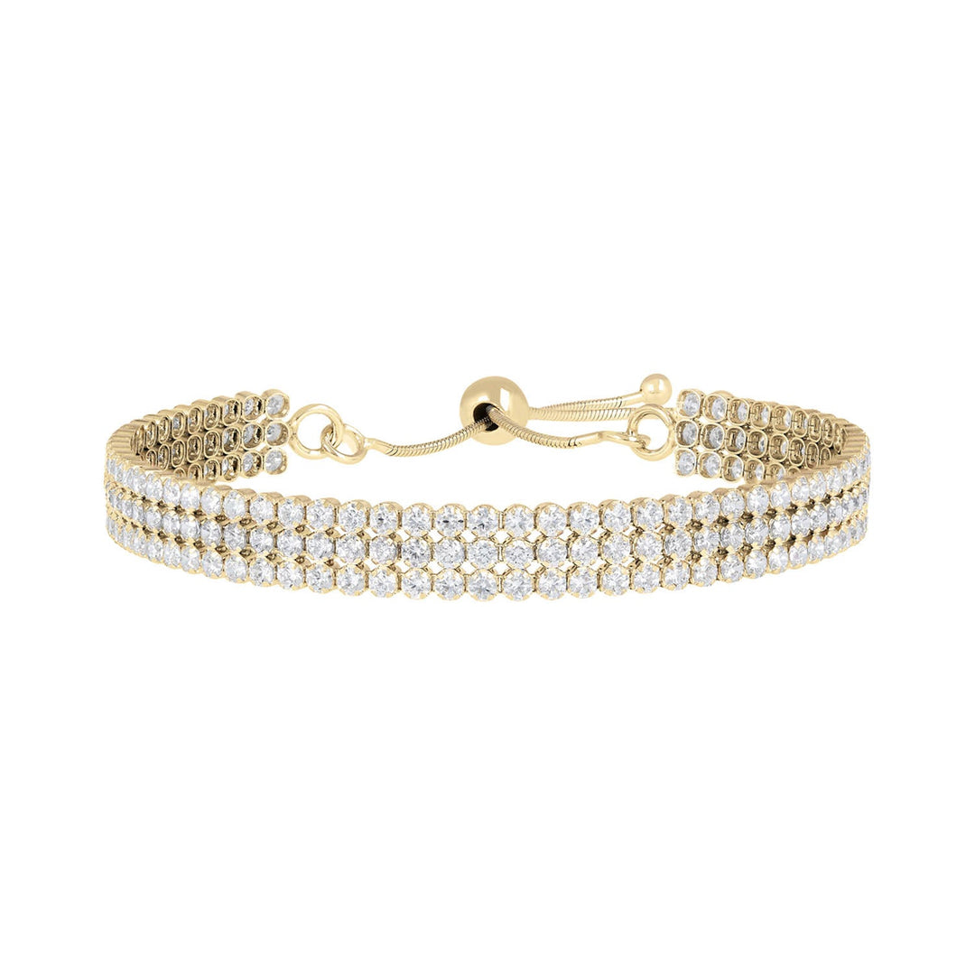 Bronzallure Golden 3 Row Cubic Zirconia Tennis Bracelet