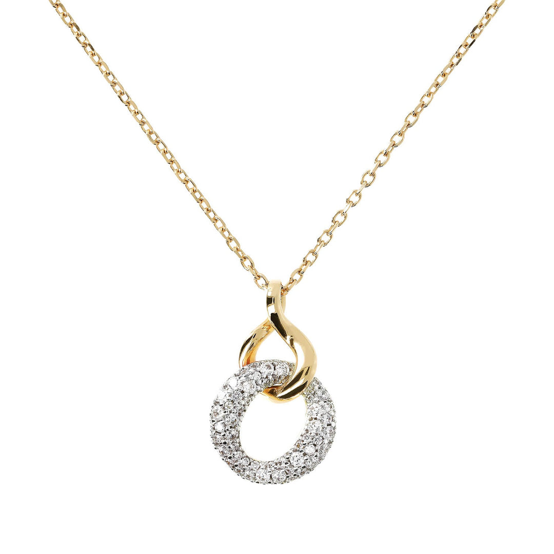 Bronzallure Golden Cubic Zirconia Circle Drop Necklace