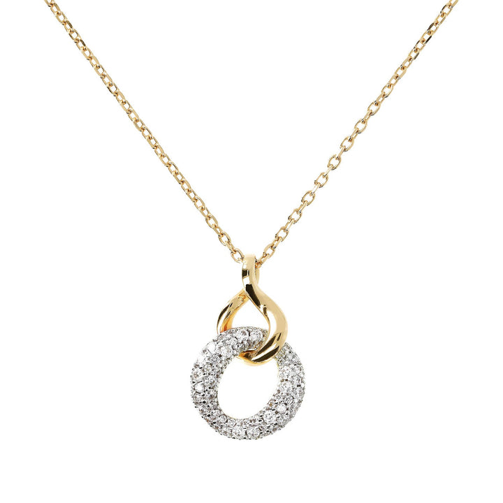 Bronzallure Golden Cubic Zirconia Circle Drop Necklace