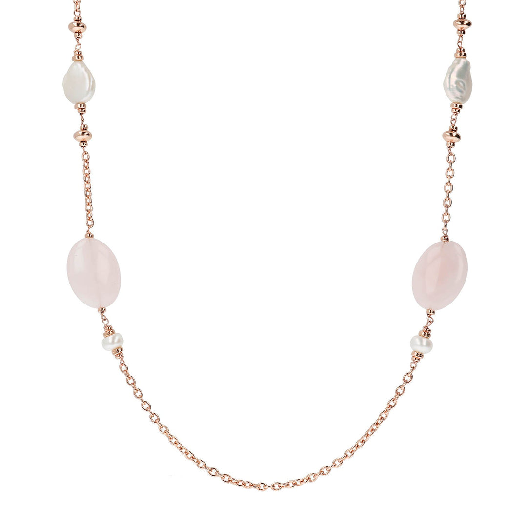 Bronzallure Pearls and Natural Stones Necklace